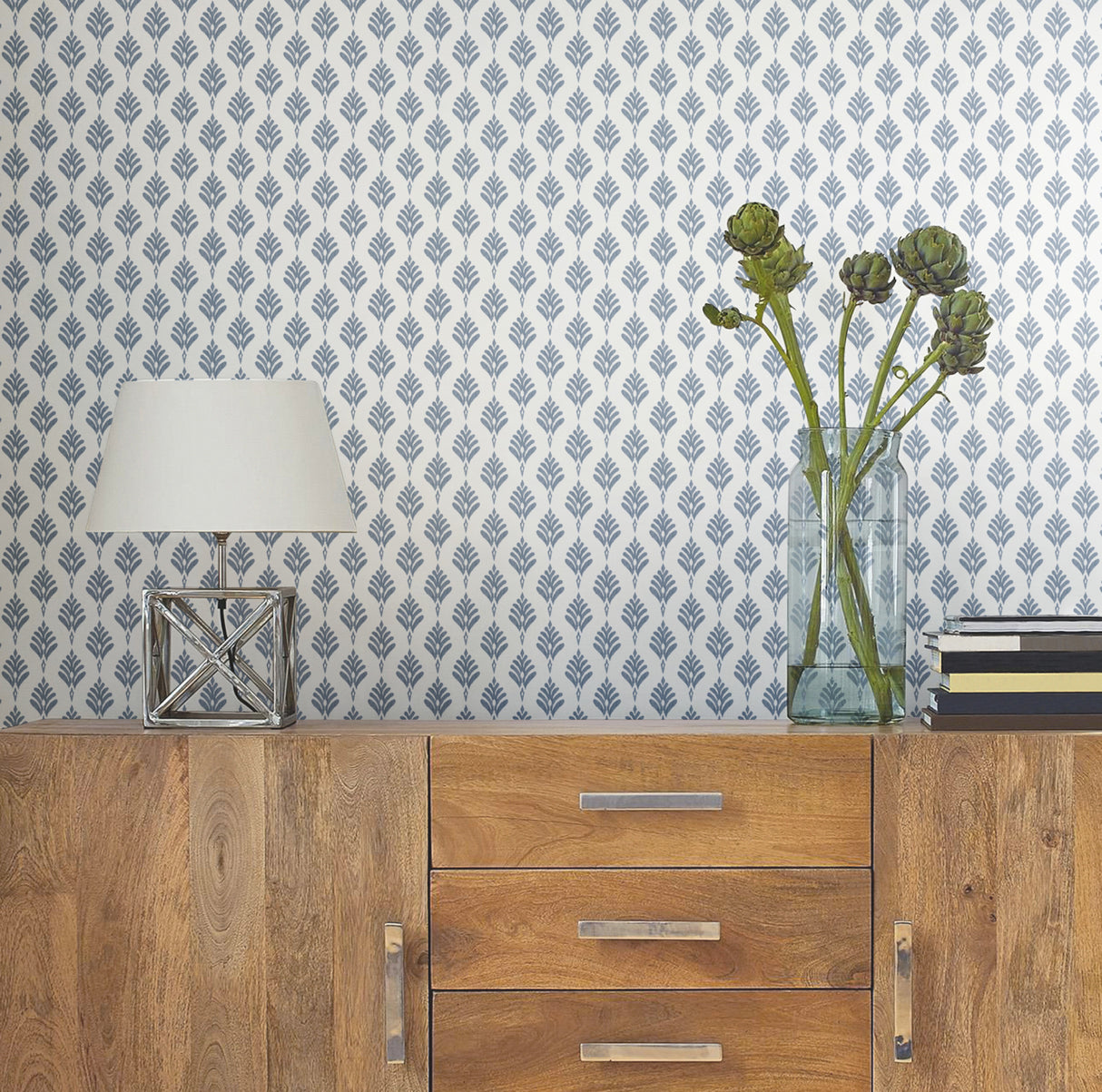 York CV4459 French Scallop Blue Wallpaper