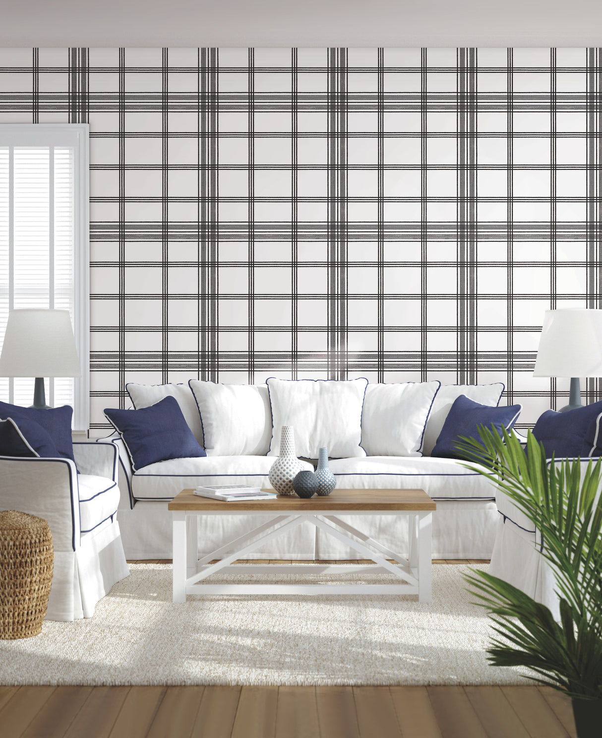 York CV4464 Charter Plaid Black Wallpaper