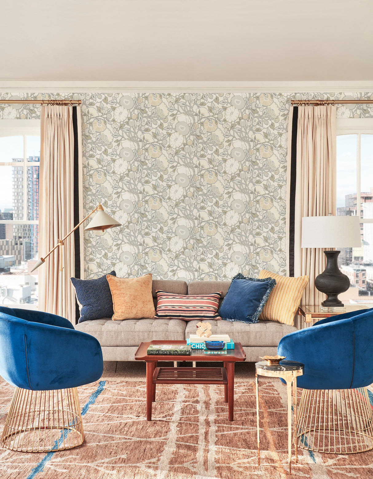 York CY1519 Grey Vincent Poppies Wallpaper