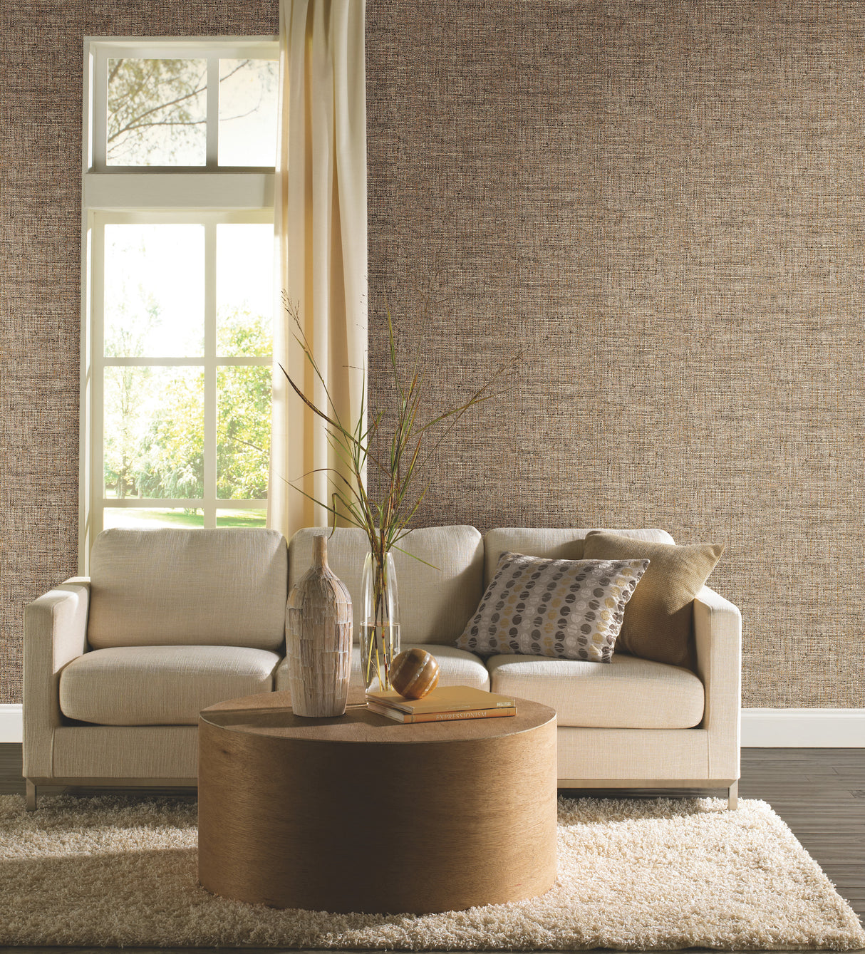 York CY1555 Papyrus Weave Brown Wallpaper