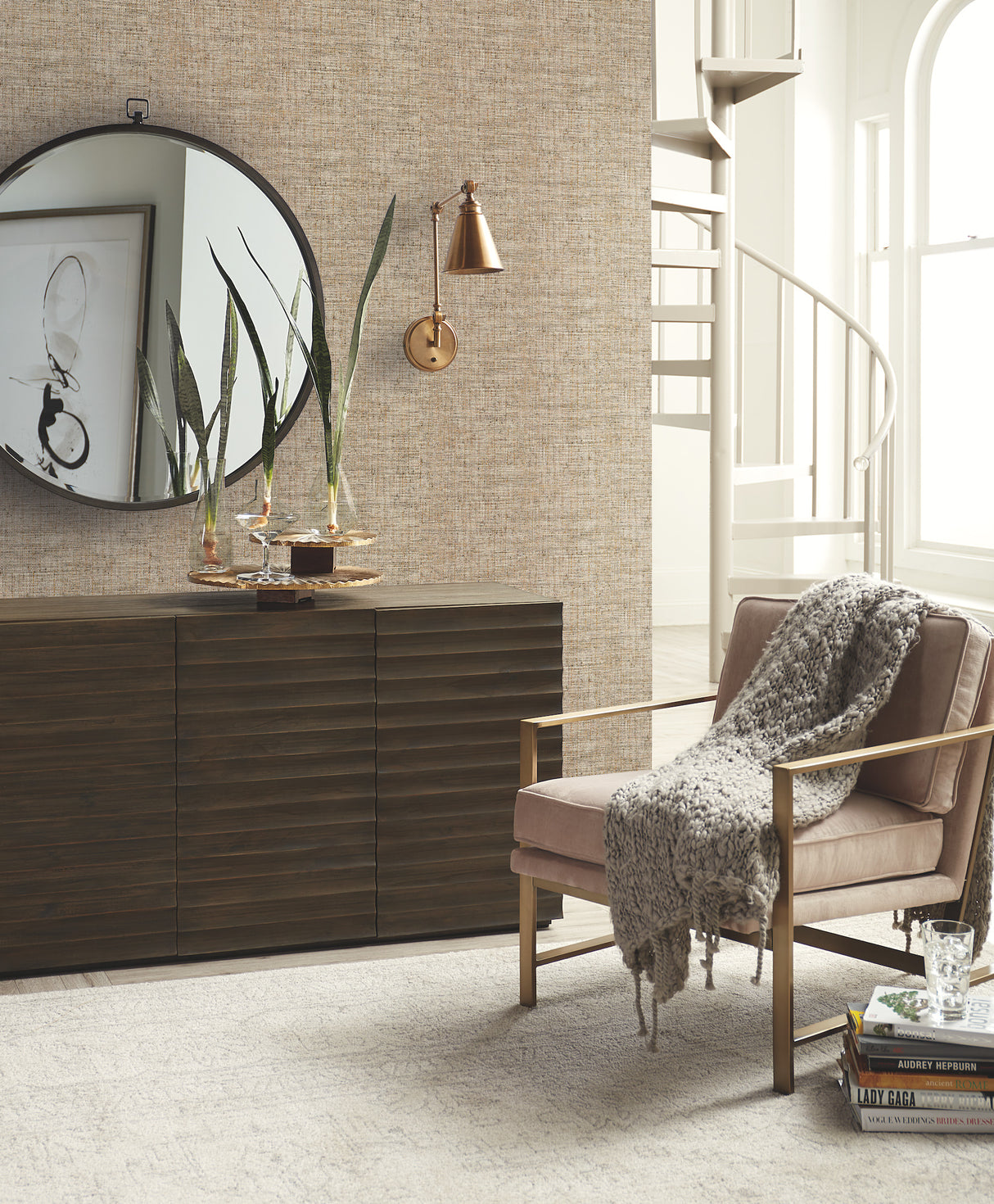 York CY1555 Papyrus Weave Brown Wallpaper