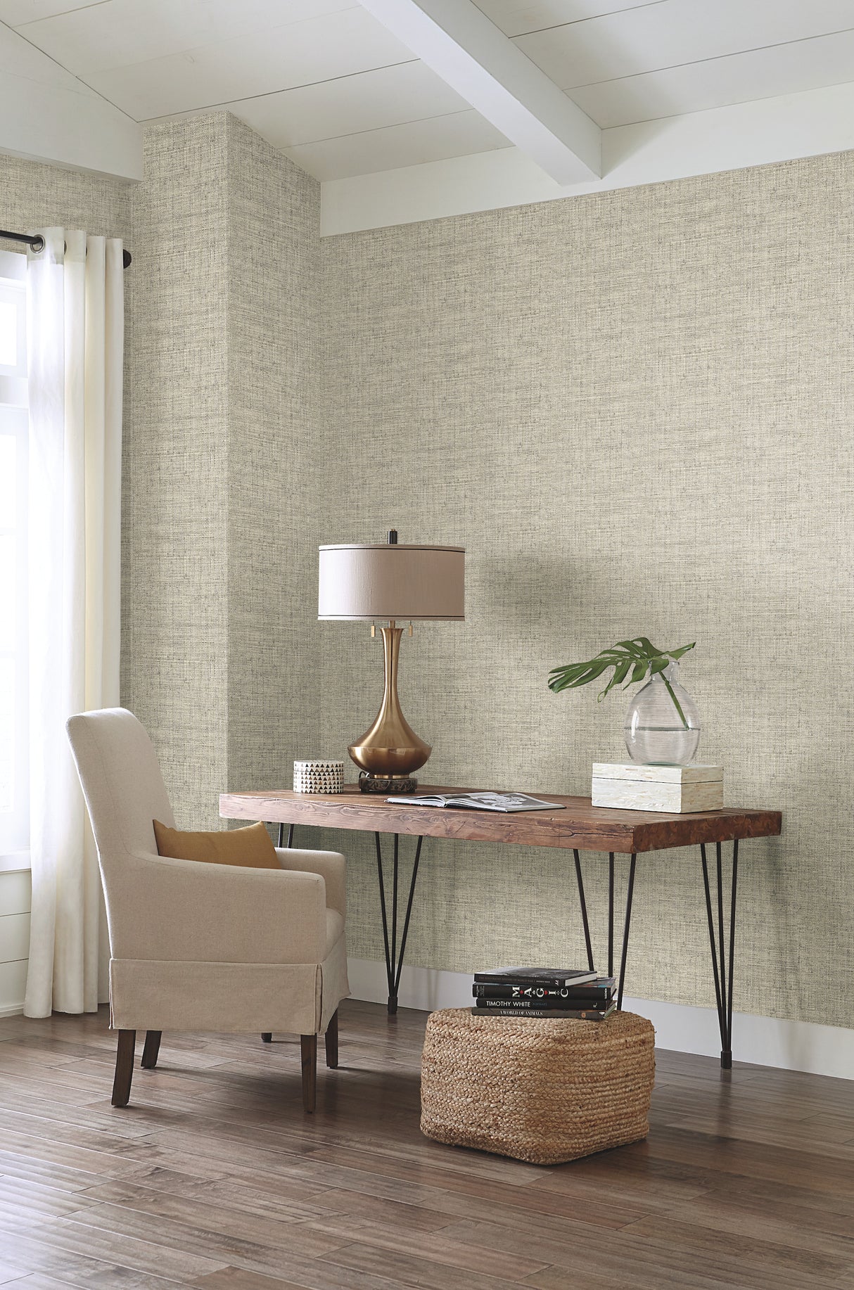 York CY1557 Papyrus Weave Beige Wallpaper