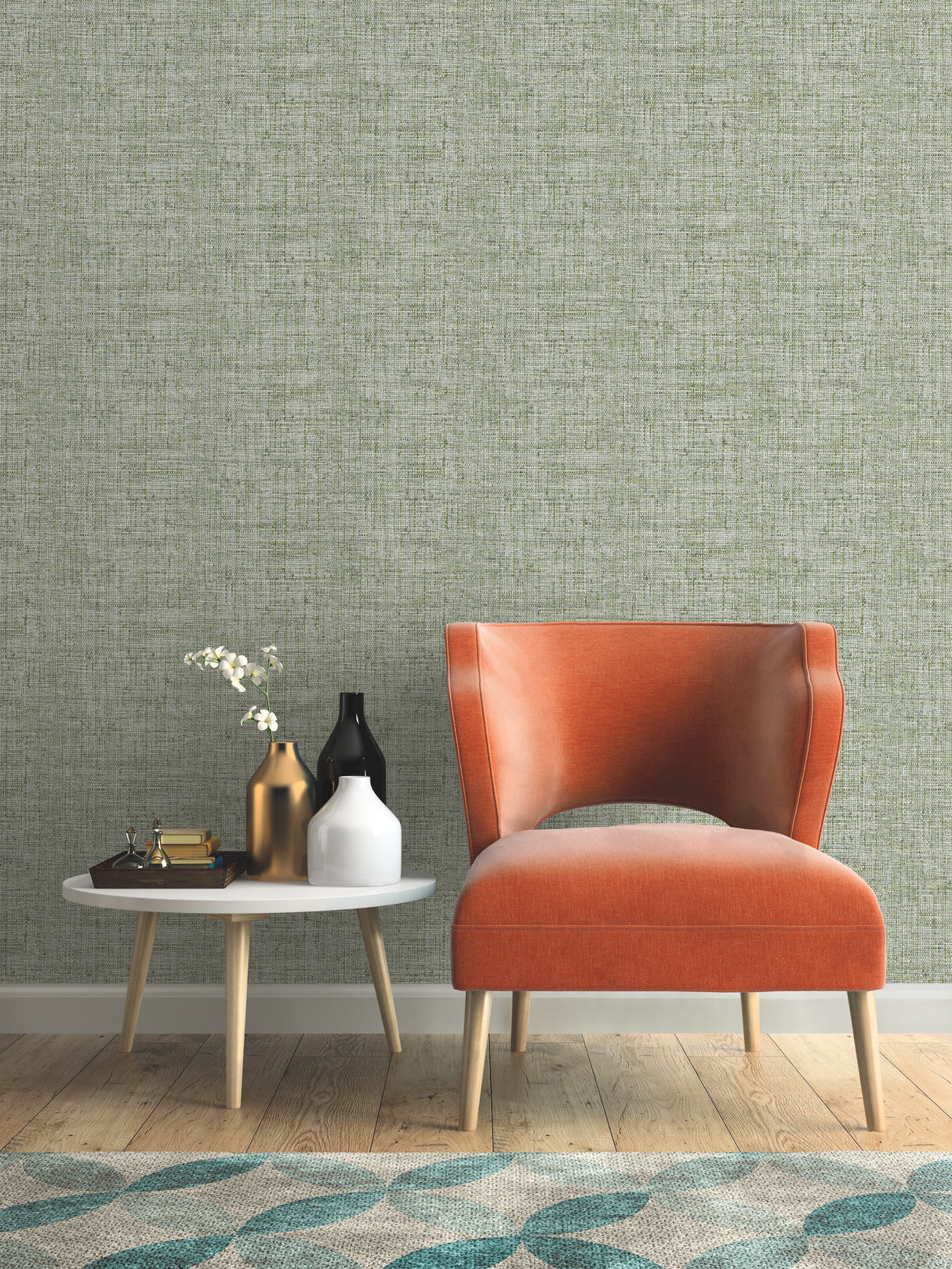 York CY1561 Papyrus Weave Green Wallpaper