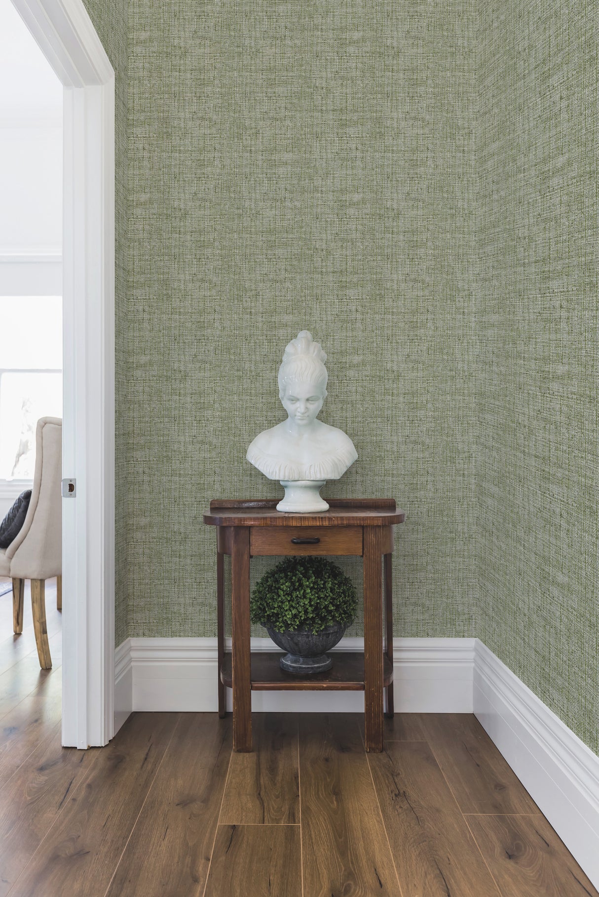 York CY1561 Papyrus Weave Green Wallpaper
