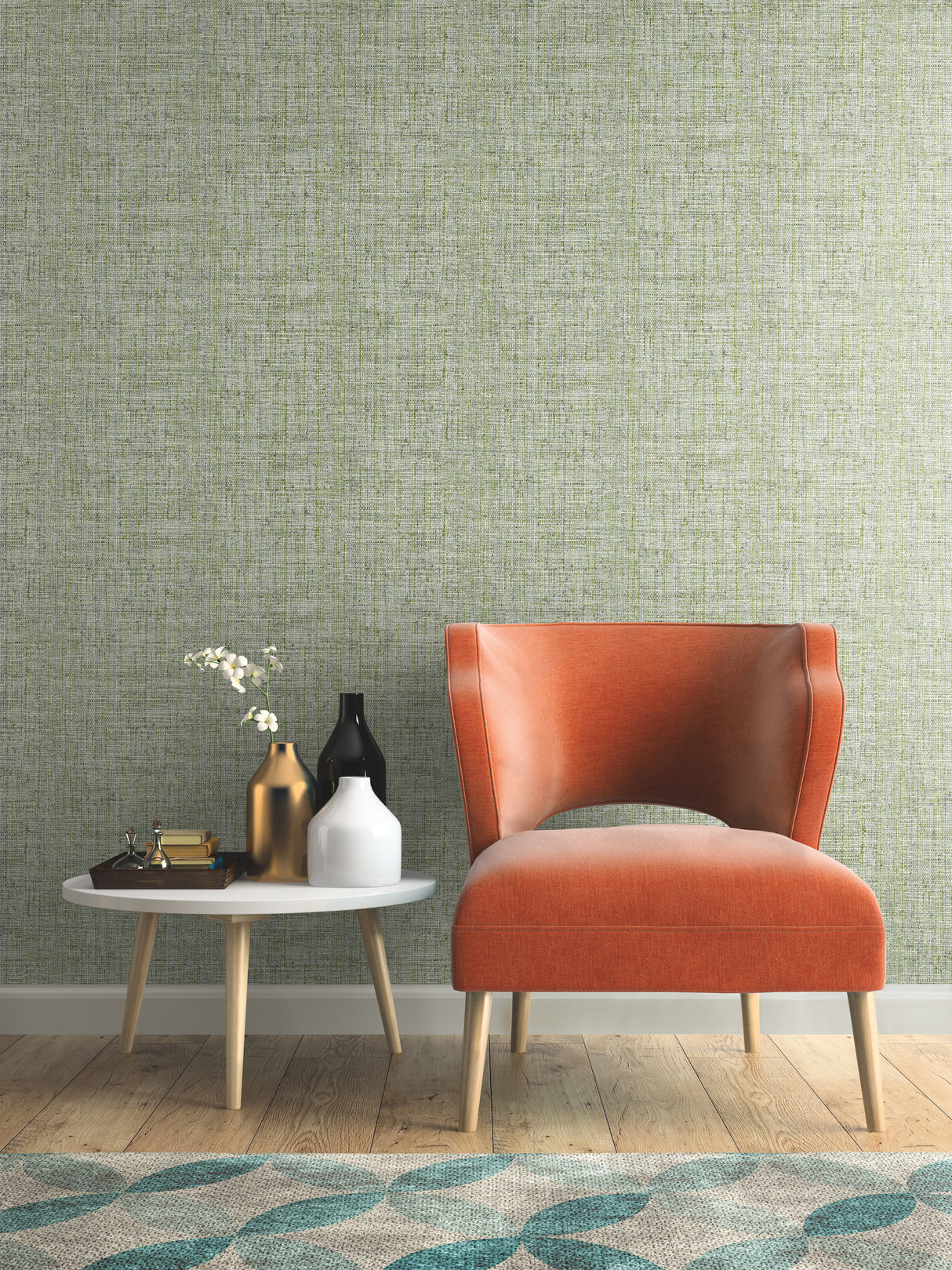 York CY1561 Papyrus Weave Green Wallpaper