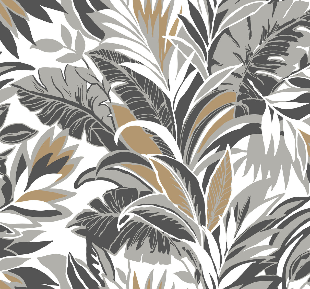 York CY1567 Palm Silhouette Black & Gold Wallpaper
