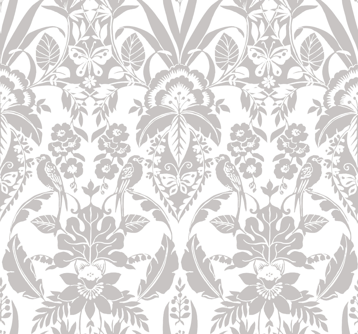 York CY1582 Grey Botanical Damask Wallpaper