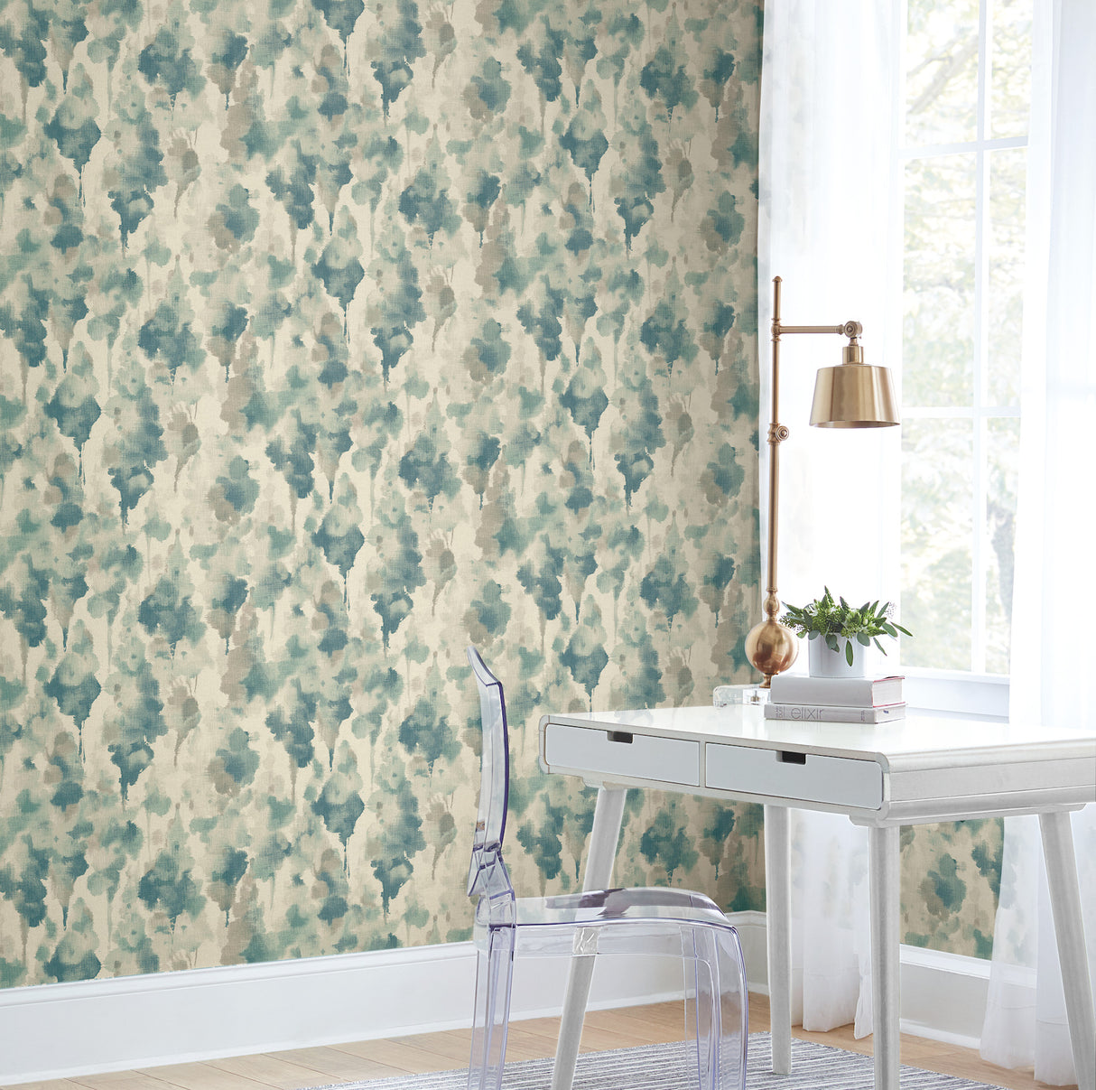 York CZ2465 Mirage Off White & Dark Blue Wallpaper