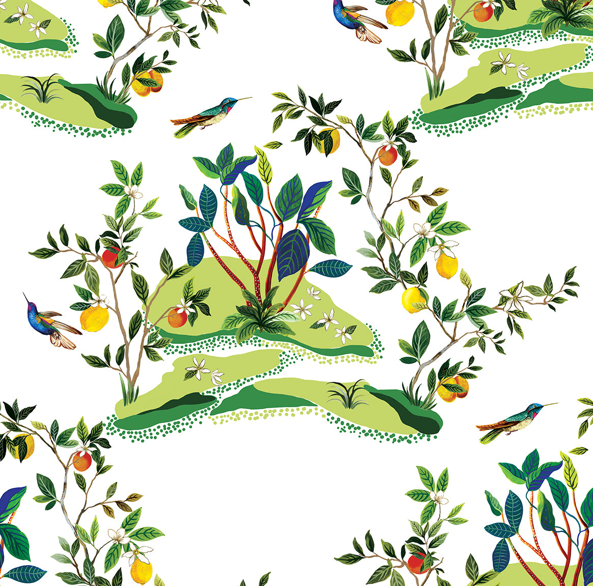 Daisy Bennett Designs DBW9001 Citrus Hummingbird Wallpaper