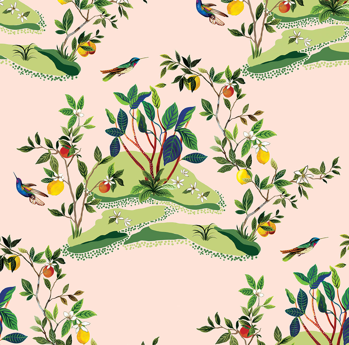 Daisy Bennett Designs DBW9004 Citrus Hummingbird Wallpaper
