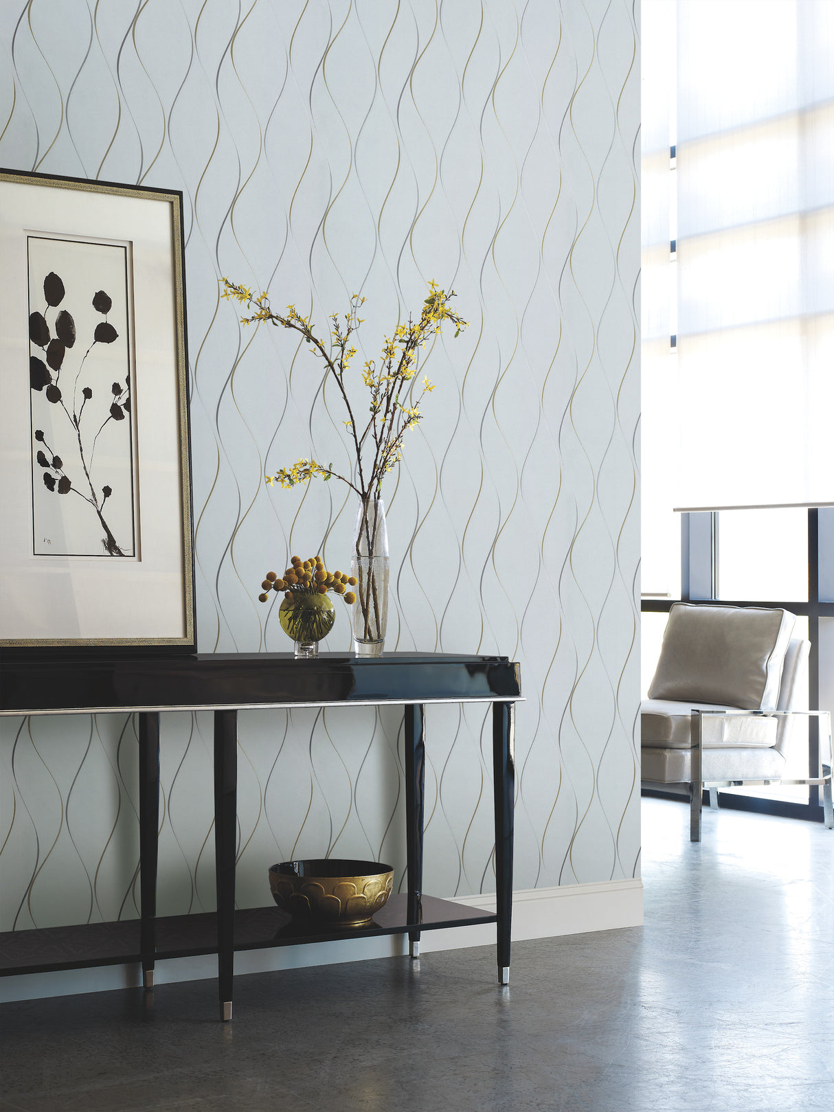 York DD3701 Wavy Stripe Light Blue Wallpaper