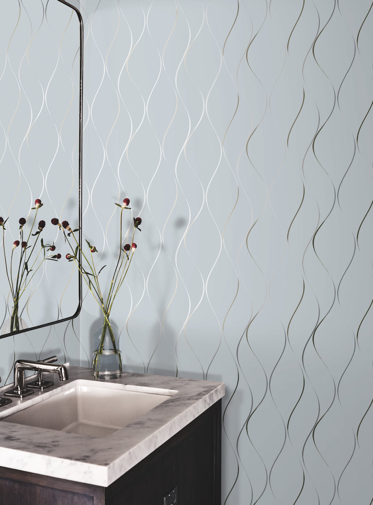 York DD3701 Wavy Stripe Light Blue Wallpaper