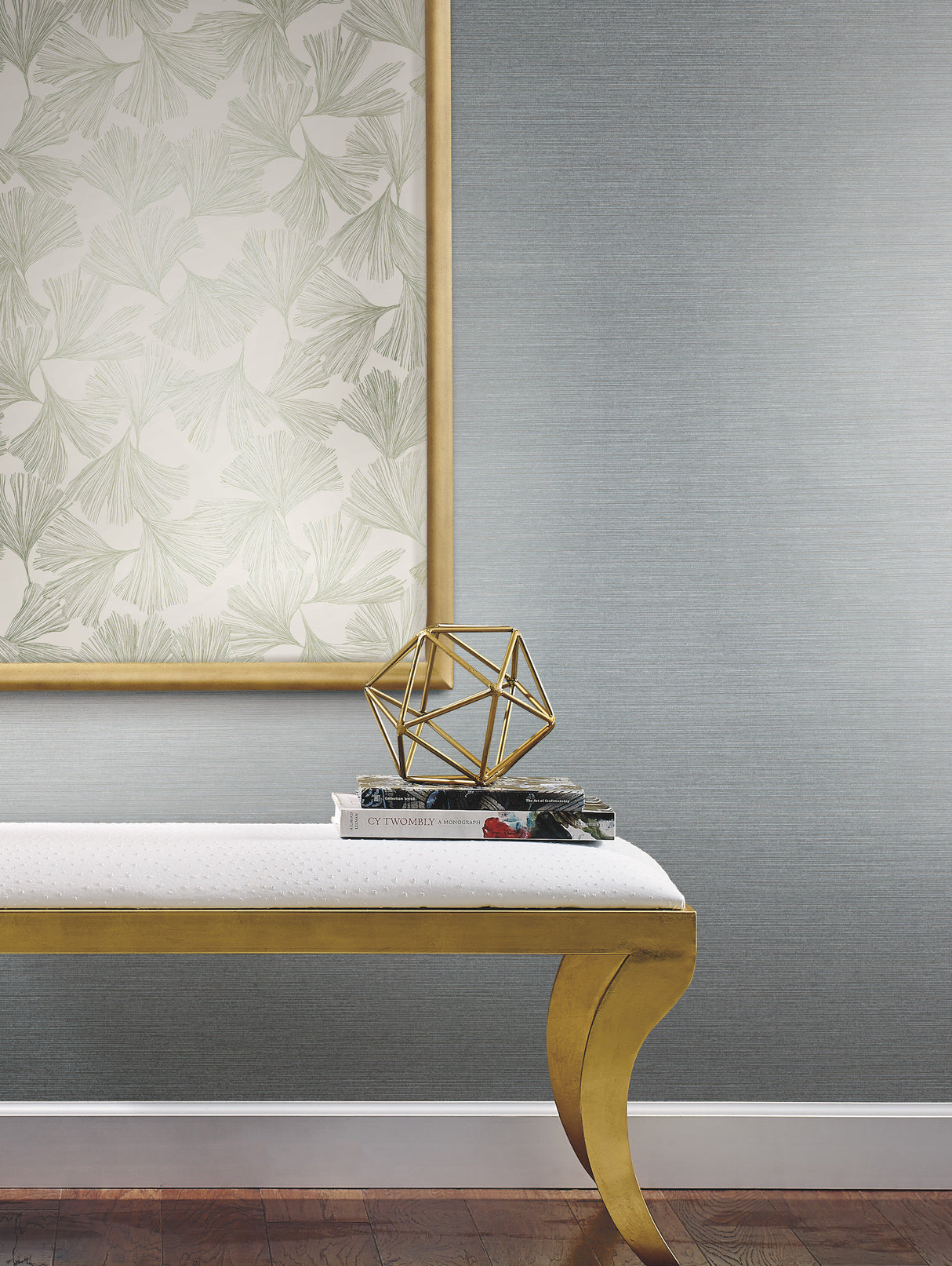 York DD3734 Shining Sisal Blue & Silver Wallpaper