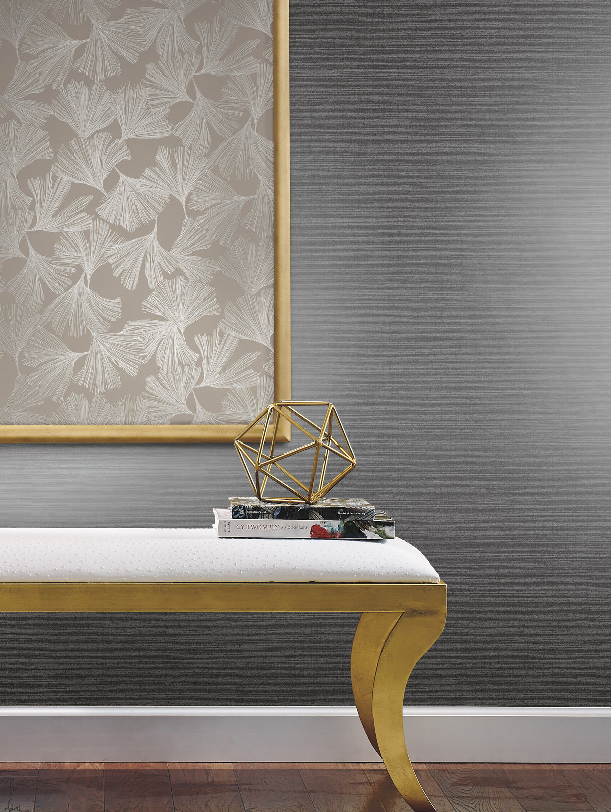 York DD3746 Ginkgo Toss Silver Wallpaper