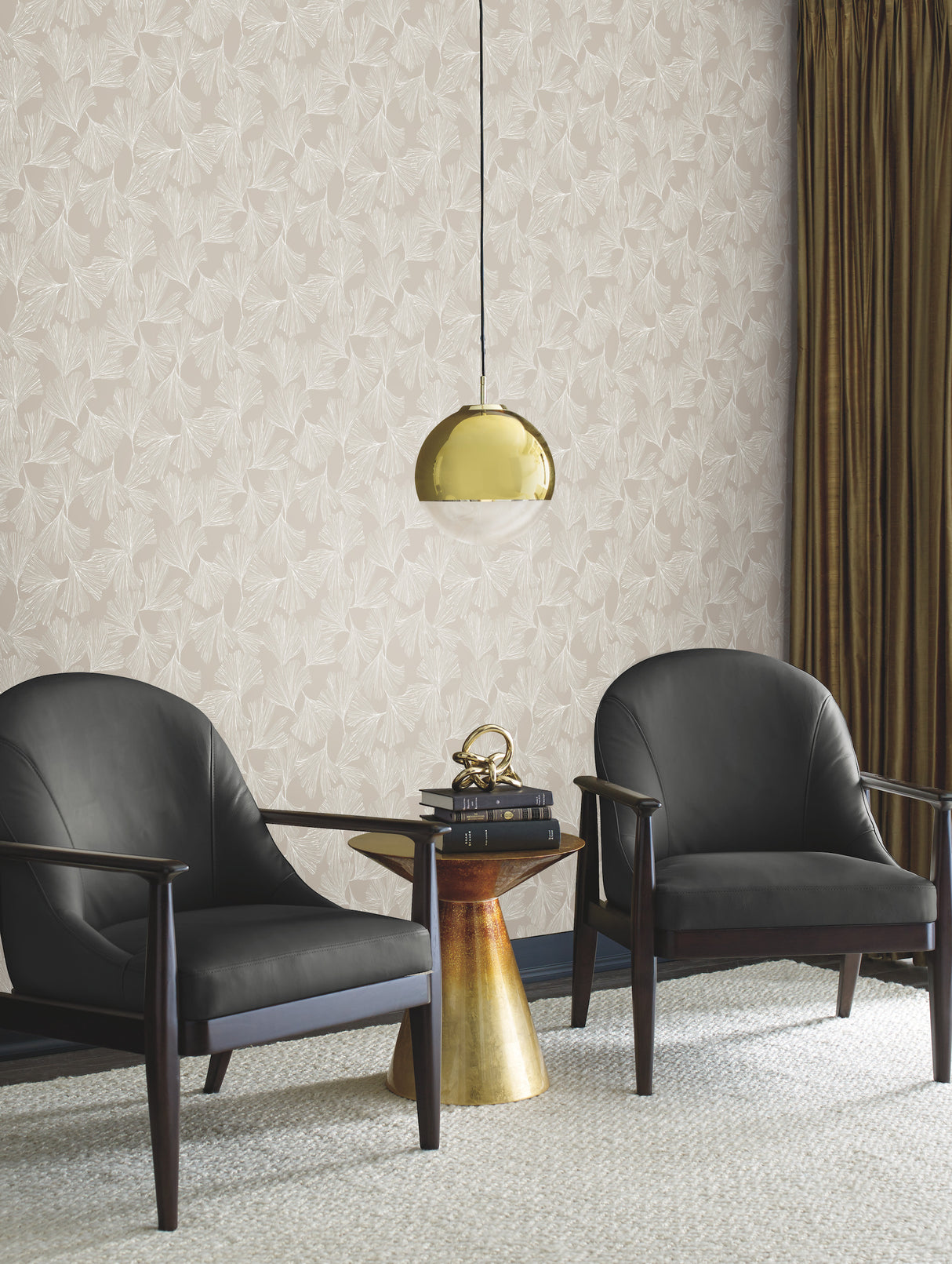 York DD3746 Ginkgo Toss Silver Wallpaper