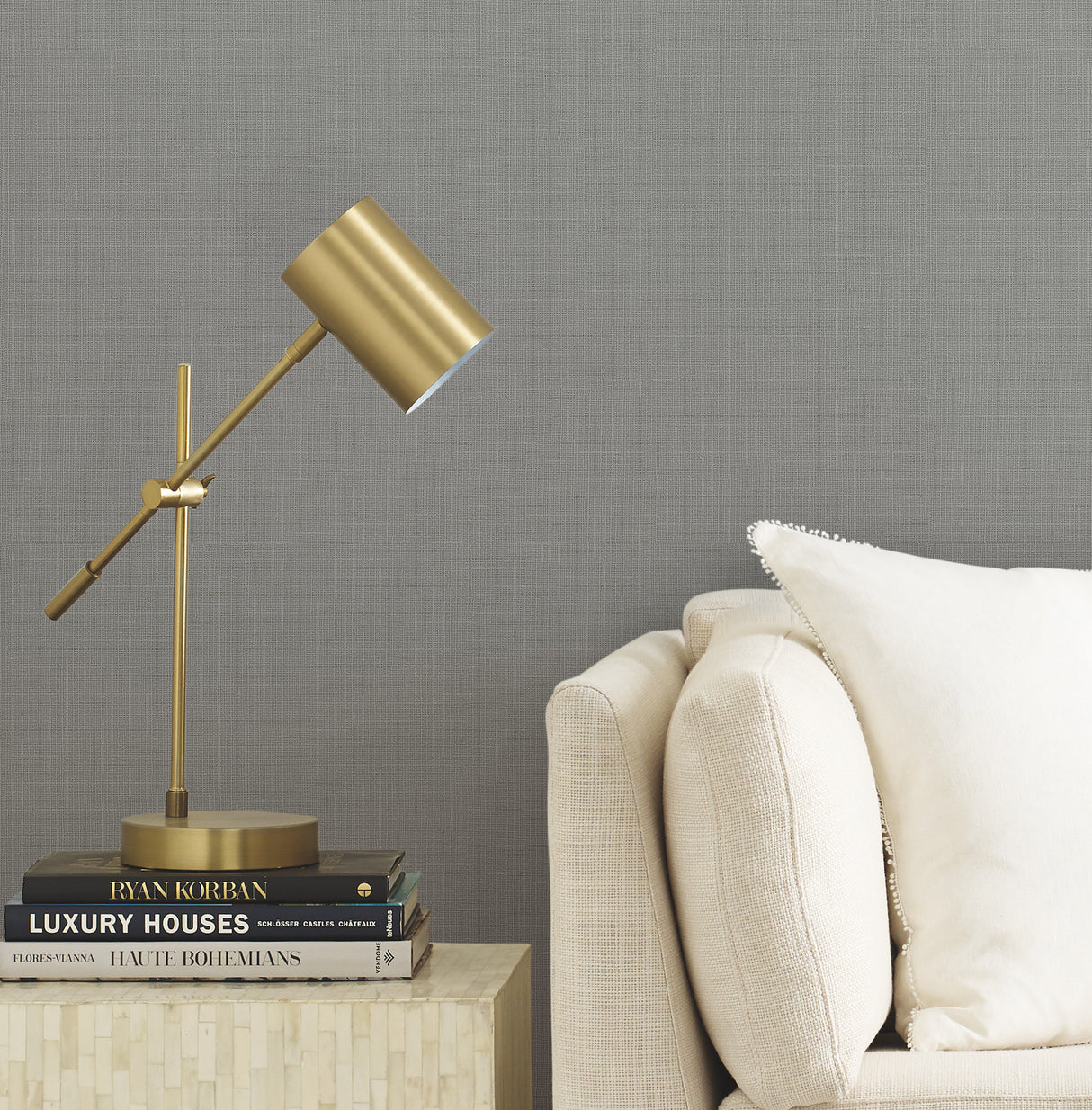 York DD3775 Gossamer Woven Silver & Blue Wallpaper