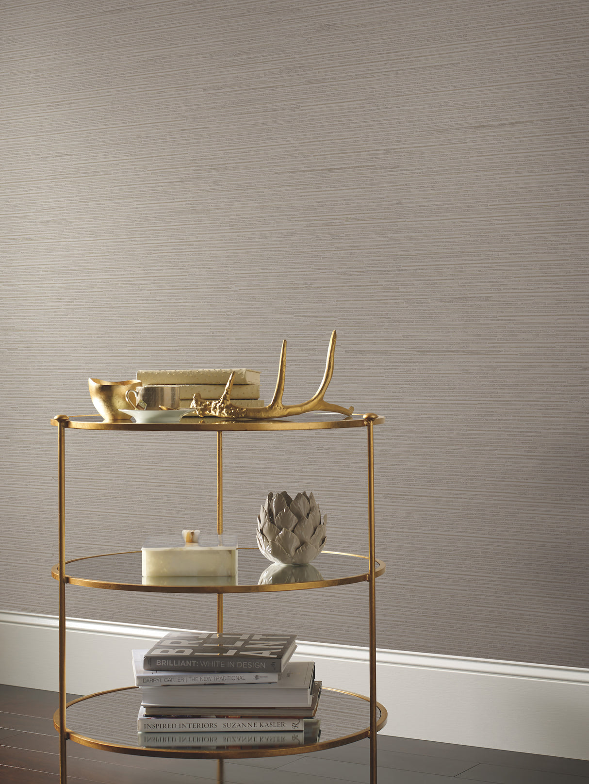 York DD3832 Ribbon Bamboo Silver Metallic Wallpaper
