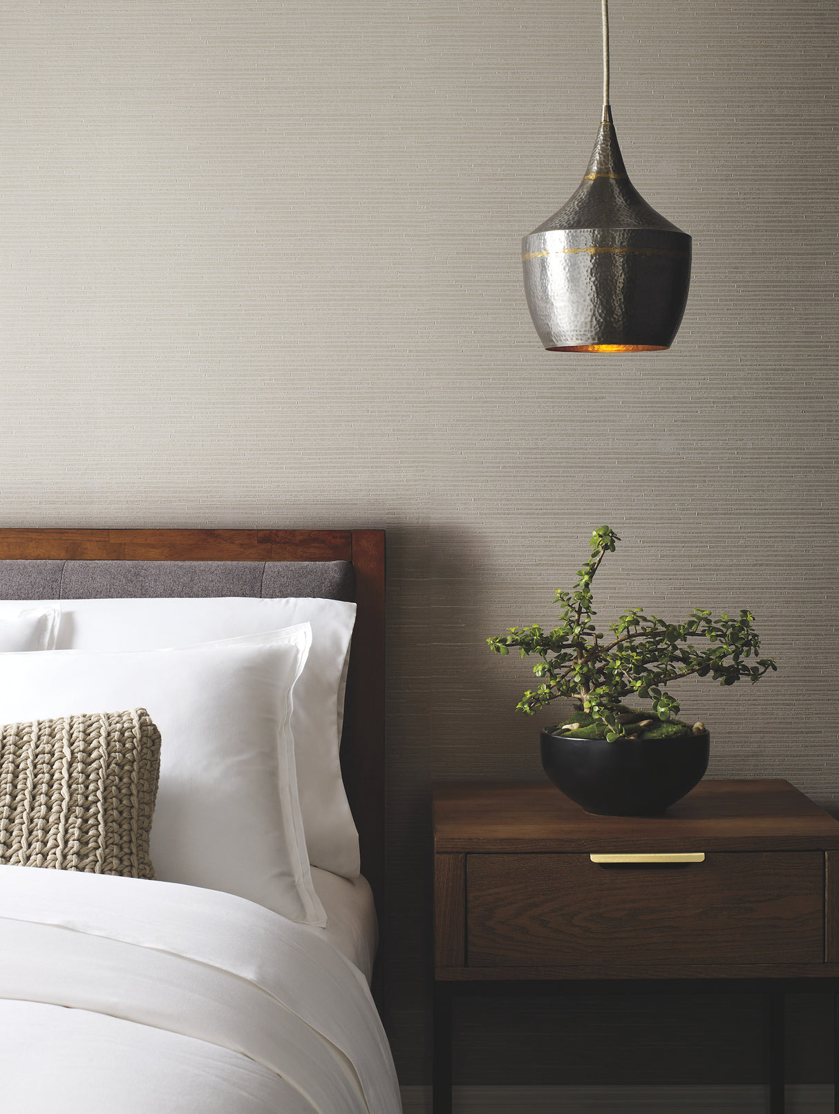 York DD3832 Ribbon Bamboo Silver Metallic Wallpaper