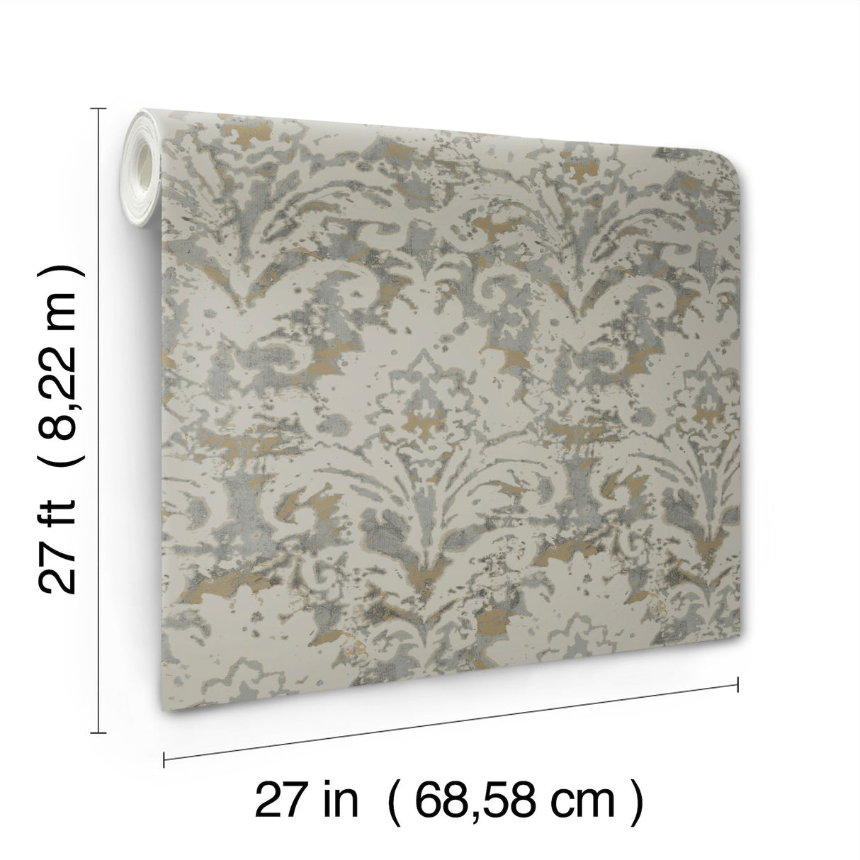 Eade’s Velvet Crush Damask Taupe & Gold