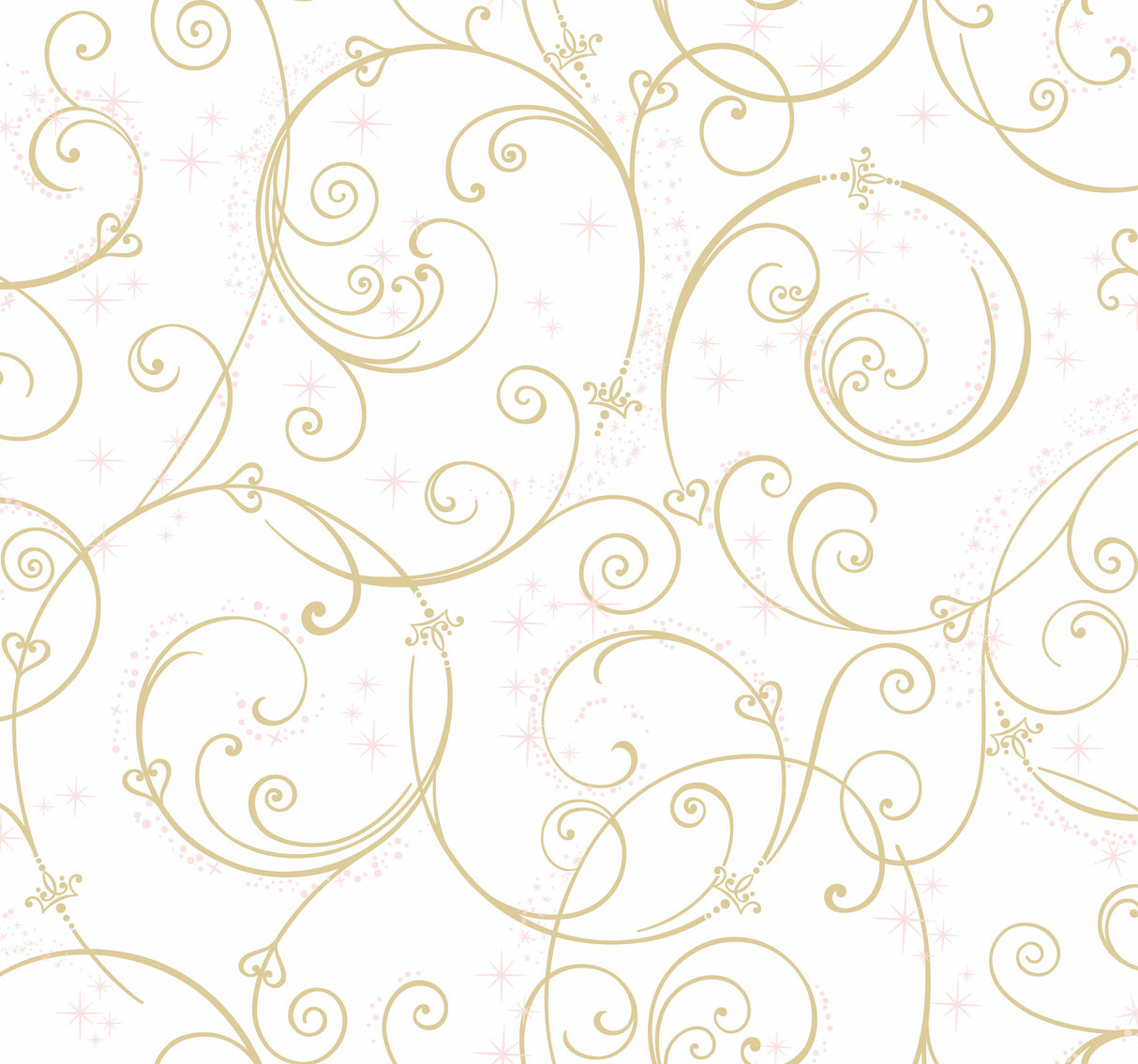 York DI0905 Disney Princess Perfect Scroll Gold Glitter Wallpaper
