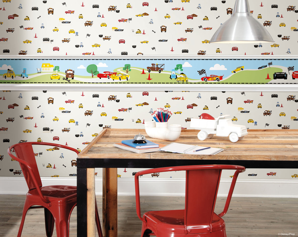 York DI0919BD Disney & Pixar Cars Light Blue Border