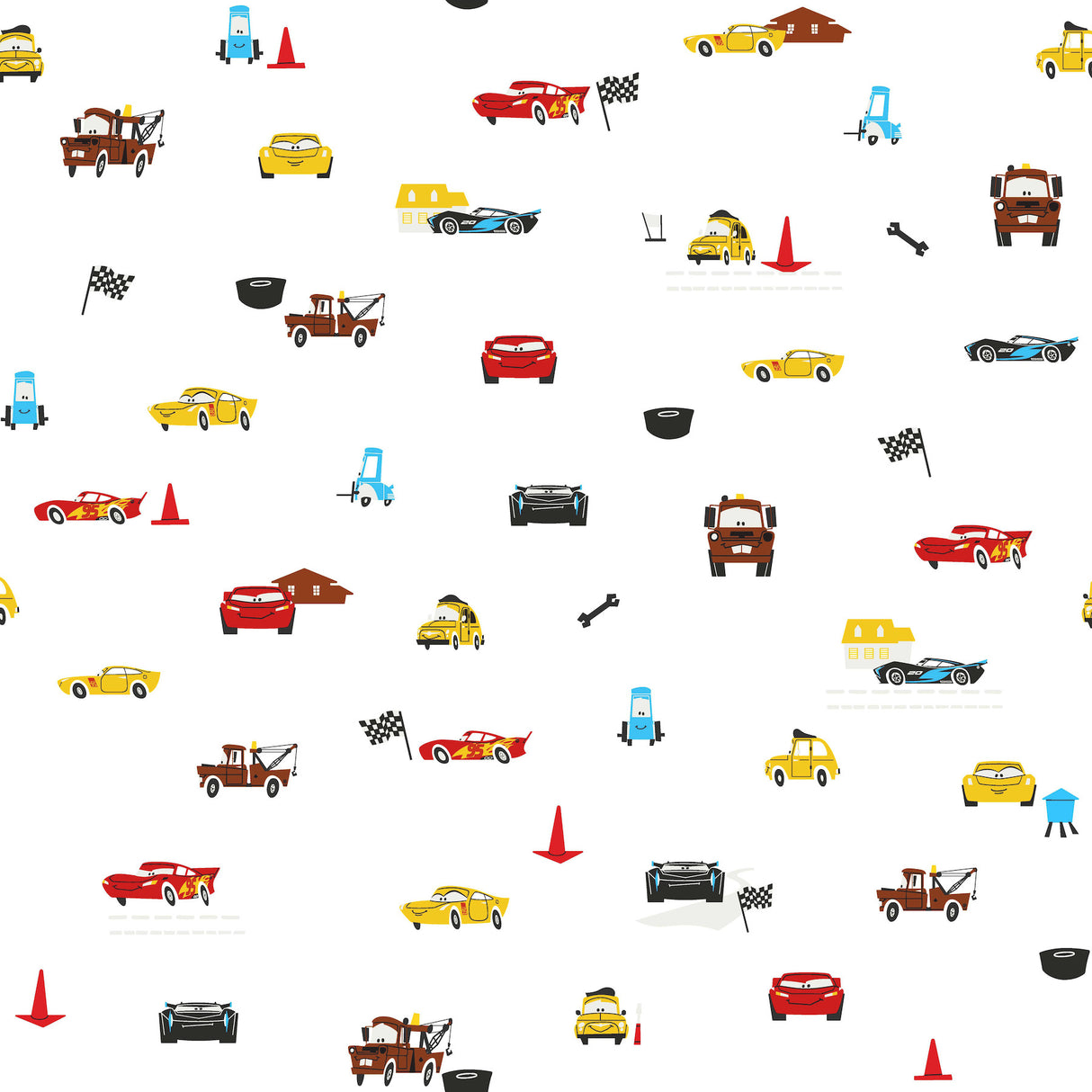 York DI0921 Disney & Pixar Cars Racing Spot White Wallpaper