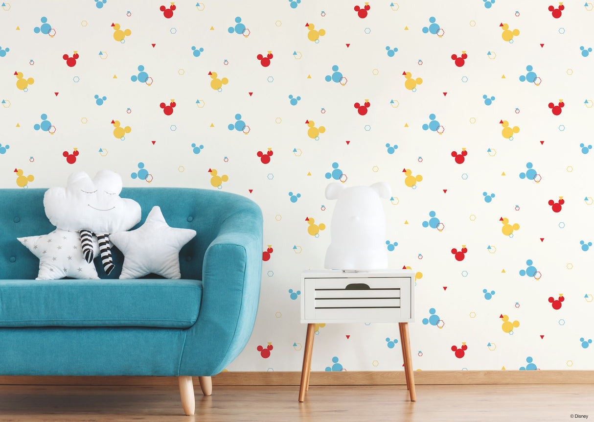 York DI0930 Disney Minnie Mouse Dots Blue & Yellow Wallpaper
