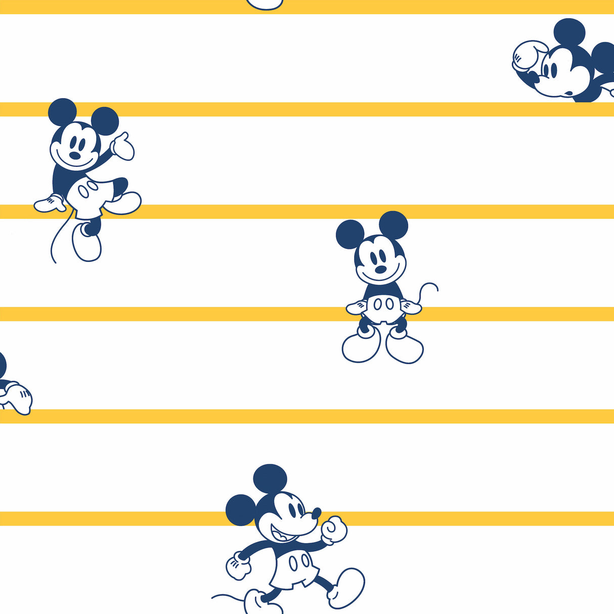 York DI0931 Disney Mickey Mouse Stripe Yellow Wallpaper