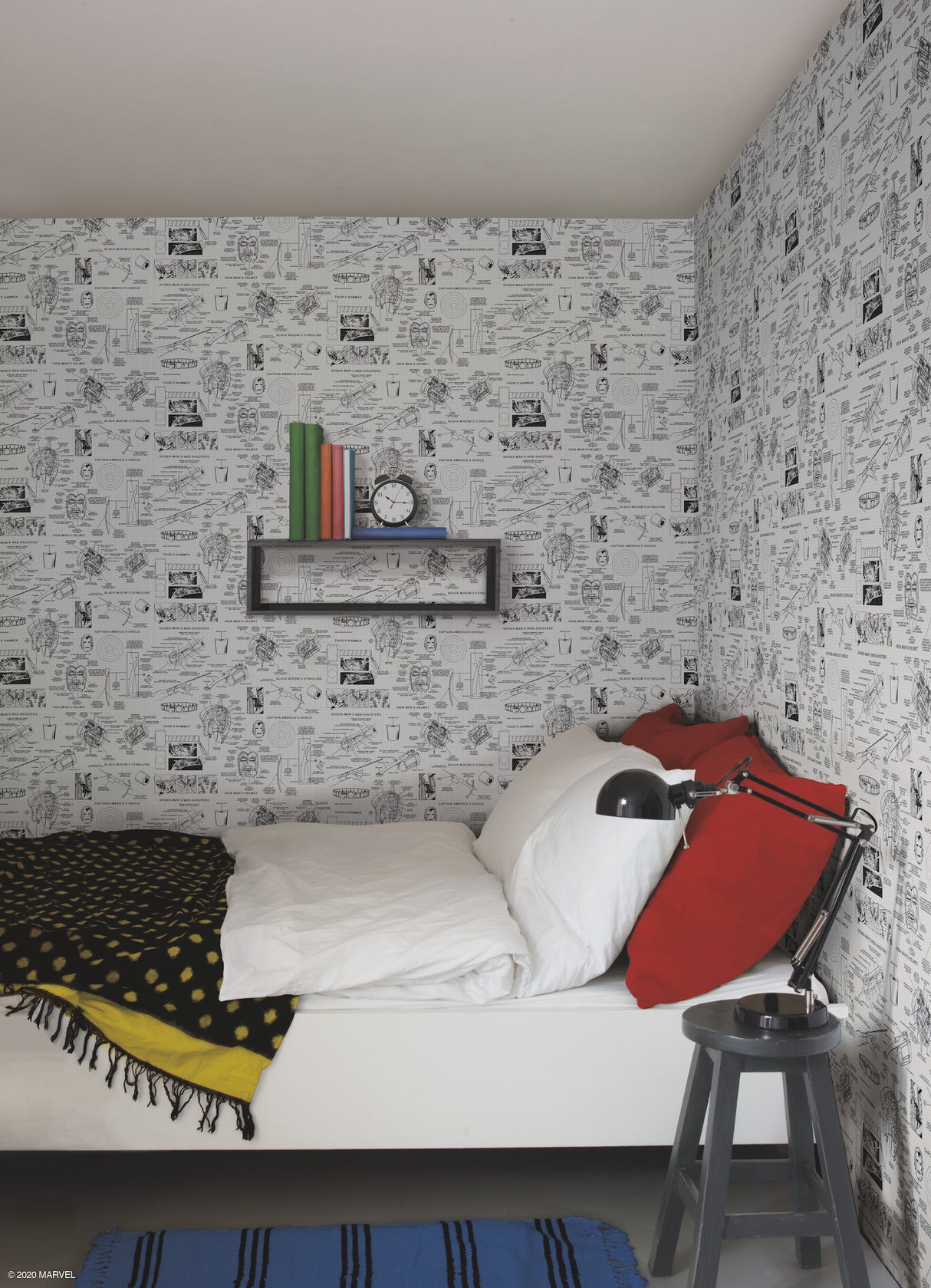 York DI0936 Marvels Heroes Schematics Grey & Black Wallpaper