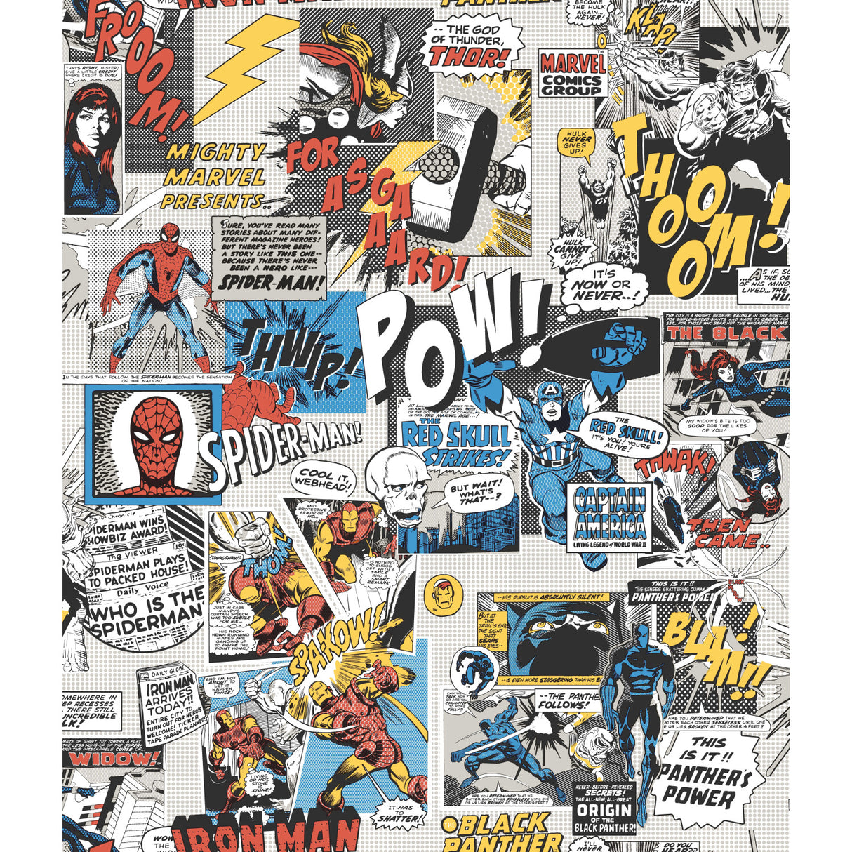 York DI0944 Marvel Comics Pow! Black & Blue Wallpaper