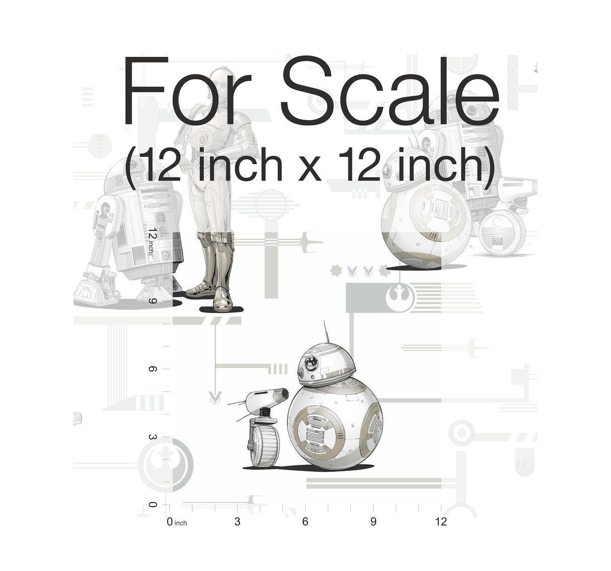 York DI0947 Star Wars: The Rise of Skywalker, Droids! Black & White Wallpaper