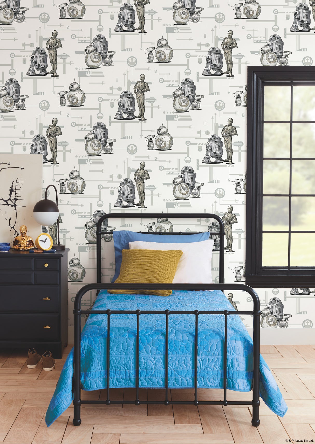 York DI0947 Star Wars: The Rise of Skywalker, Droids! Black & White Wallpaper