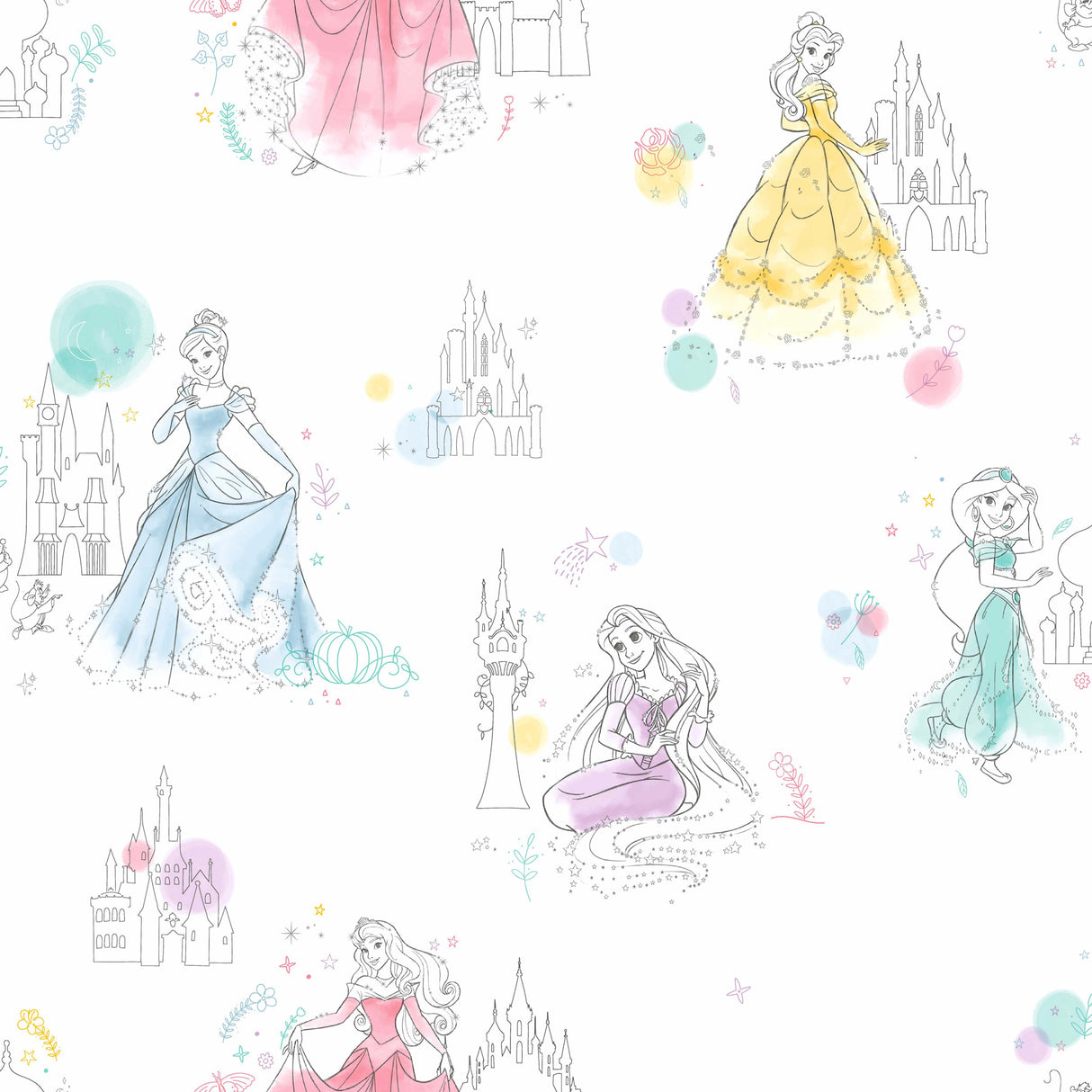 York DI0968 Disney Princess Pretty Elegant White Wallpaper