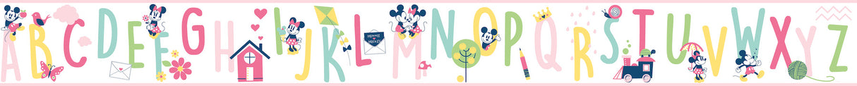 York DI0971BD Disney Mickey Mouse ABC Pink Border