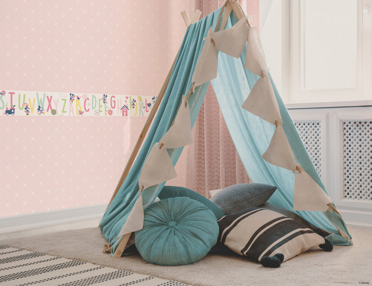 York DI0971BD Disney Mickey Mouse ABC Pink Border