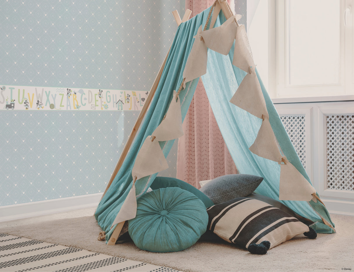 York DI0978 Disney Mickey Mouse Argyle Blue Wallpaper