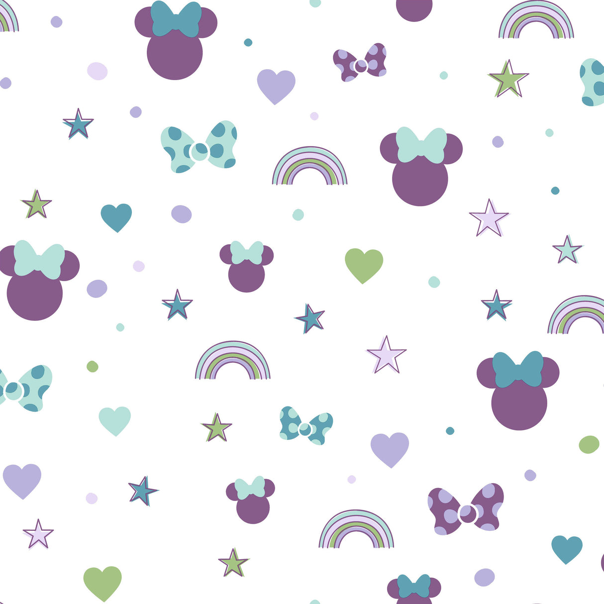 York DI0990 Disney Minnie Mouse Rainbow Purple Wallpaper