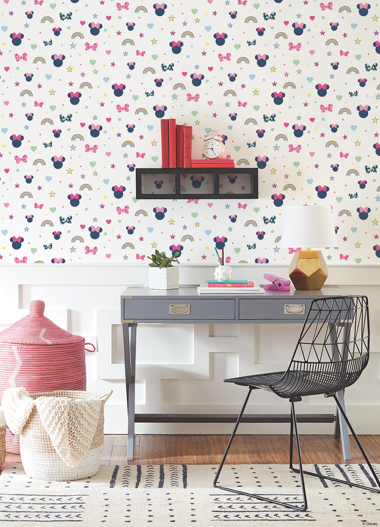 York DI0991 Disney Minnie Mouse Rainbow Pink Wallpaper