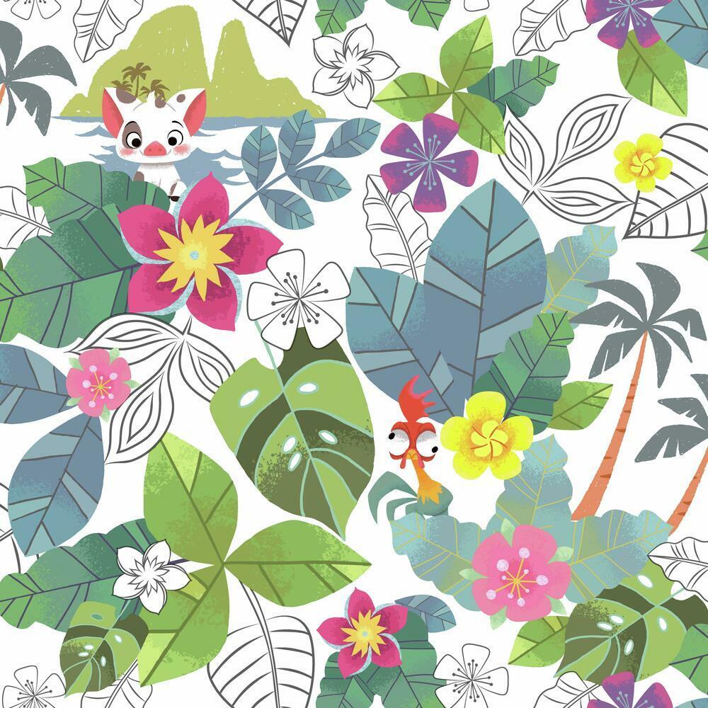 RoomMates RMK11799WP Disney Moana Jungle Peel and Stick Wallpaper - Eade's Wallpaper