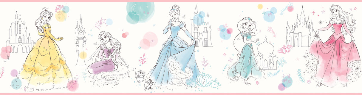 York DI1021BD Disney Princess Pretty Elegant Blue & Green Border