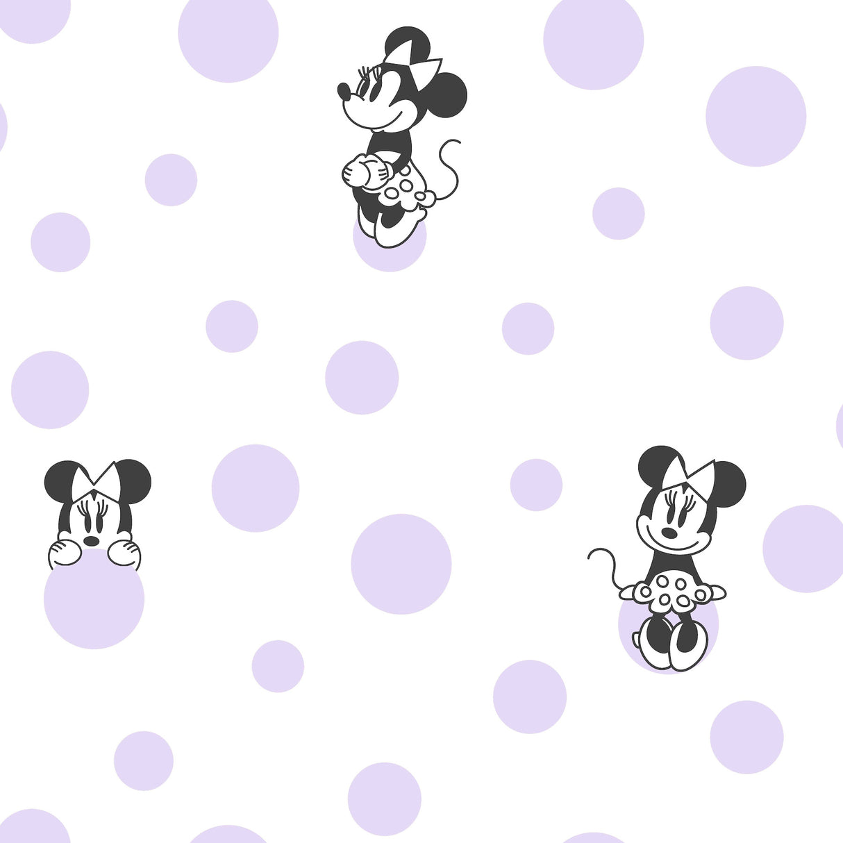York DI1028 Disney Minnie Mouse Dots Purple Wallpaper