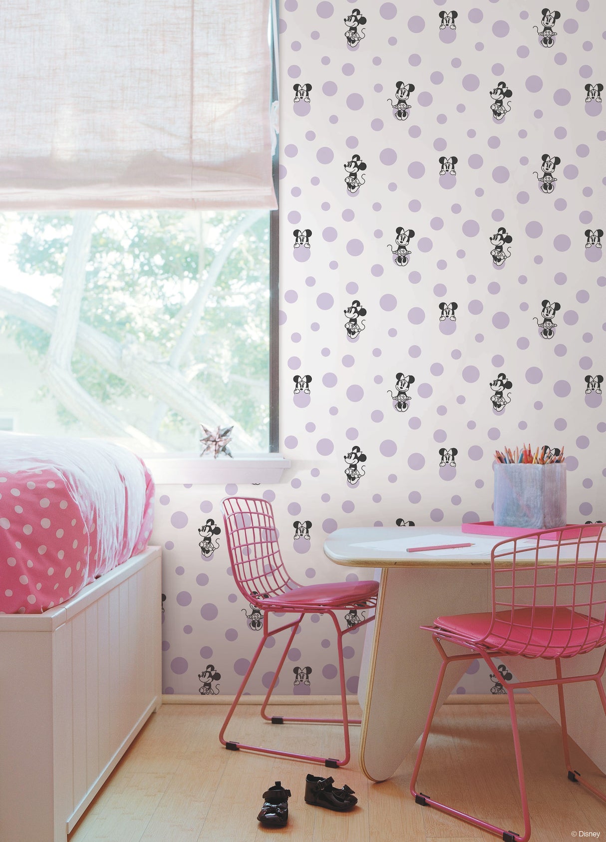 York DI1028 Disney Minnie Mouse Dots Purple Wallpaper