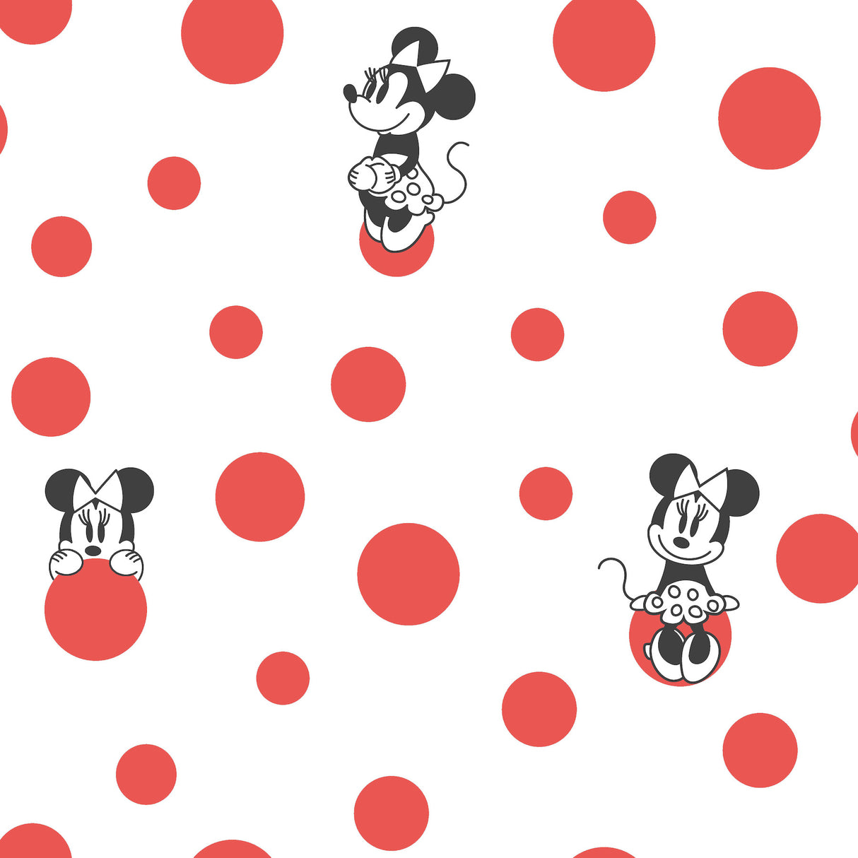 York DI1029 Disney Minnie Mouse Dots Red Wallpaper