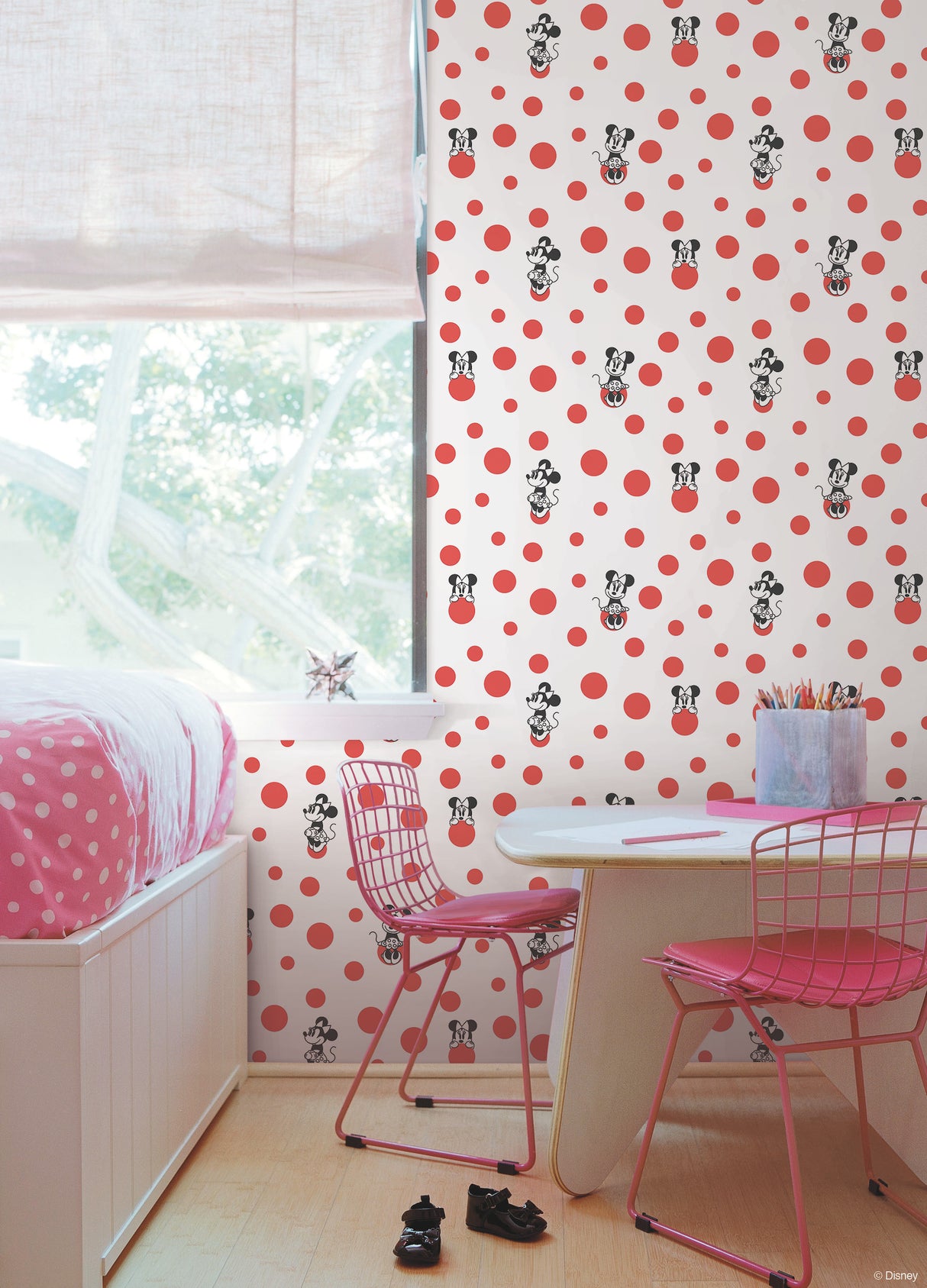 York DI1029 Disney Minnie Mouse Dots Red Wallpaper
