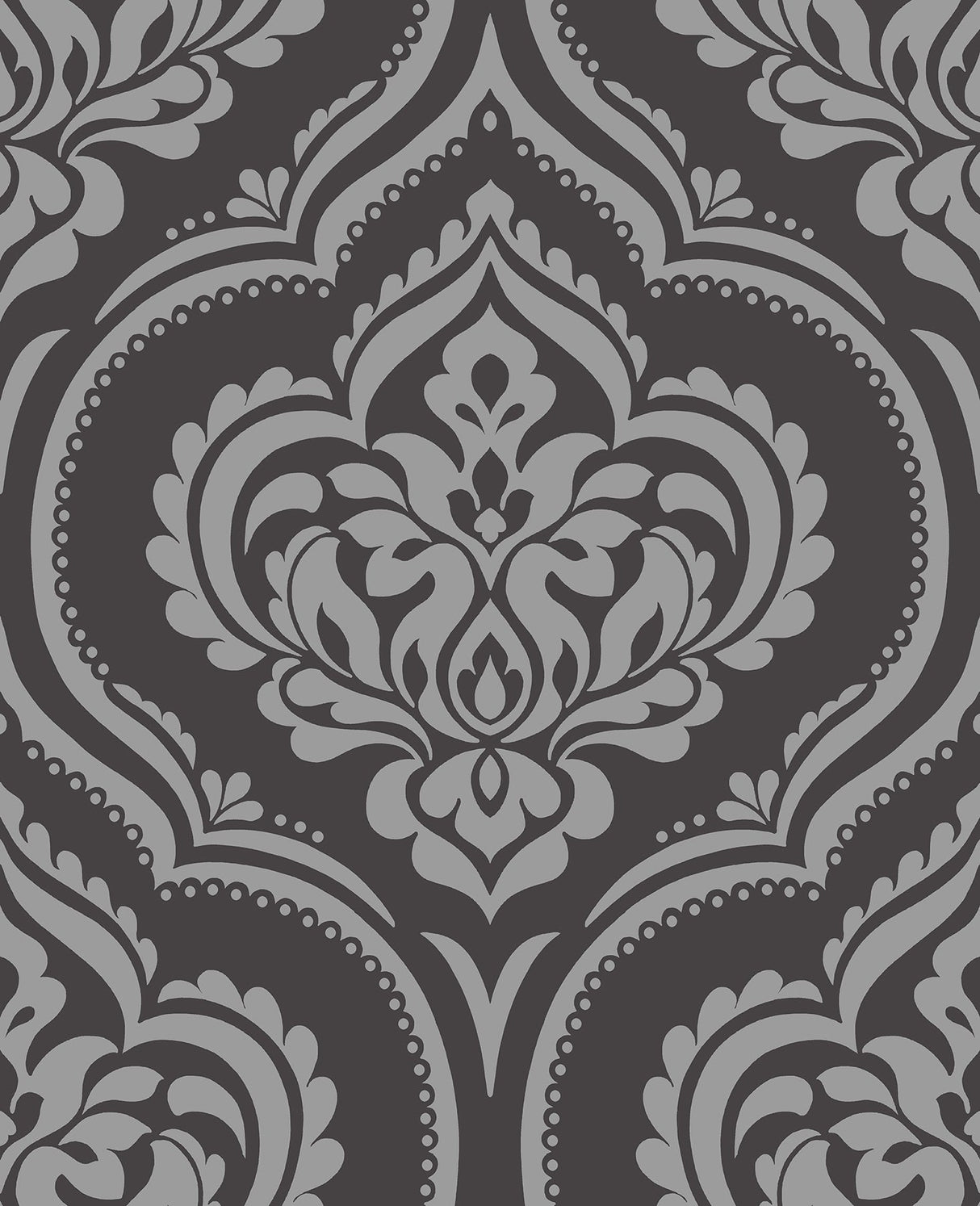 Fine Decor DL40590 Glitz Grey Ornamental Damask Wallpaper