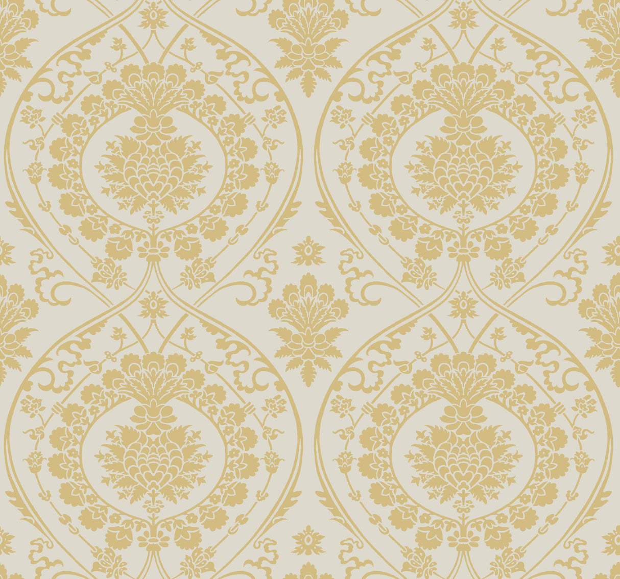 York DM4903 Imperial Damask Off White & Gold Wallpaper
