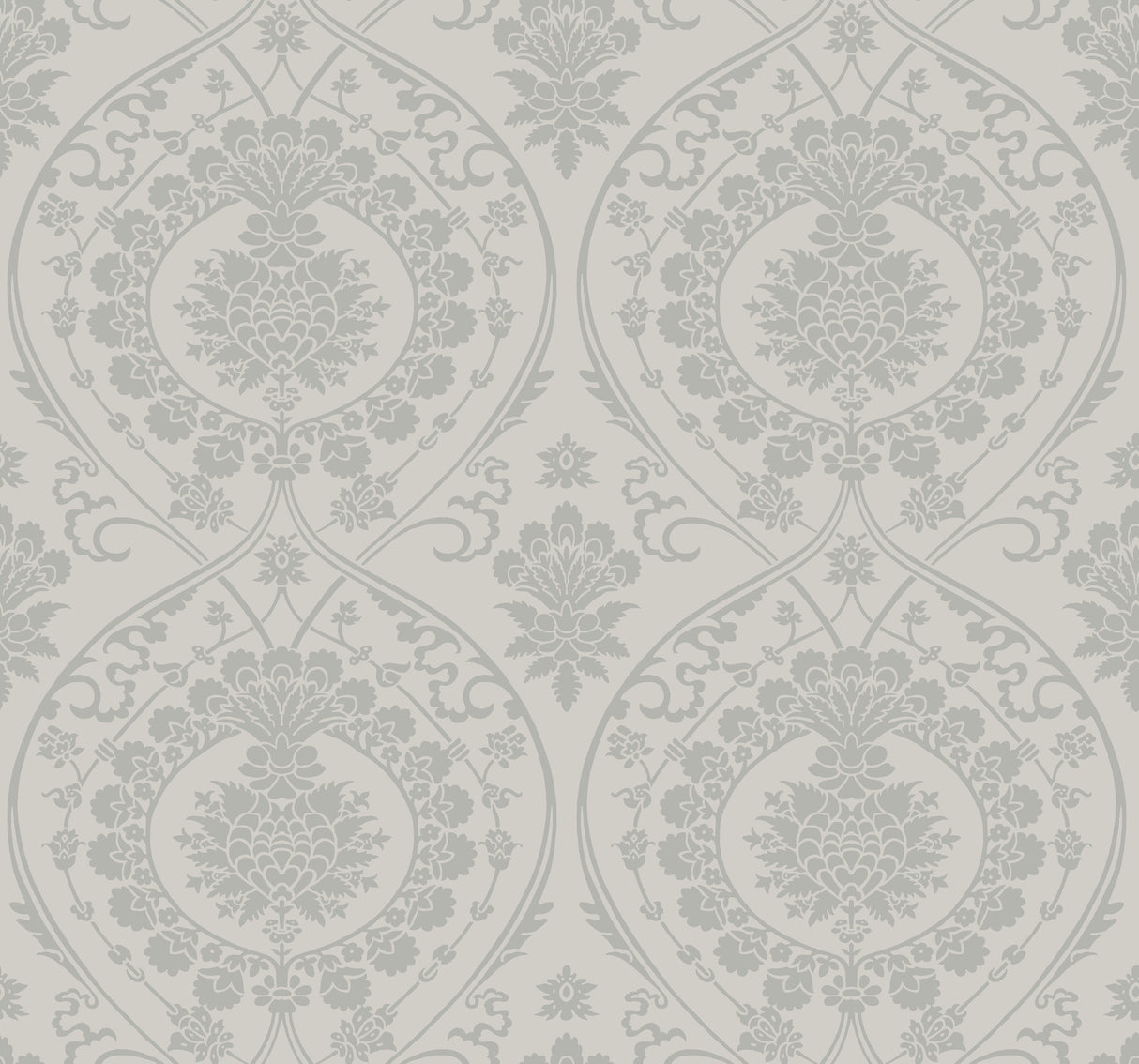 York DM4904 Imperial Damask Grey & Silver Wallpaper