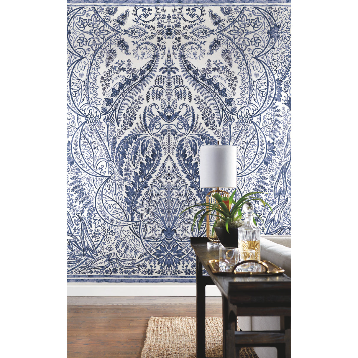 York DM4912M Jaipur Paisley Damas Blue Wall Mural