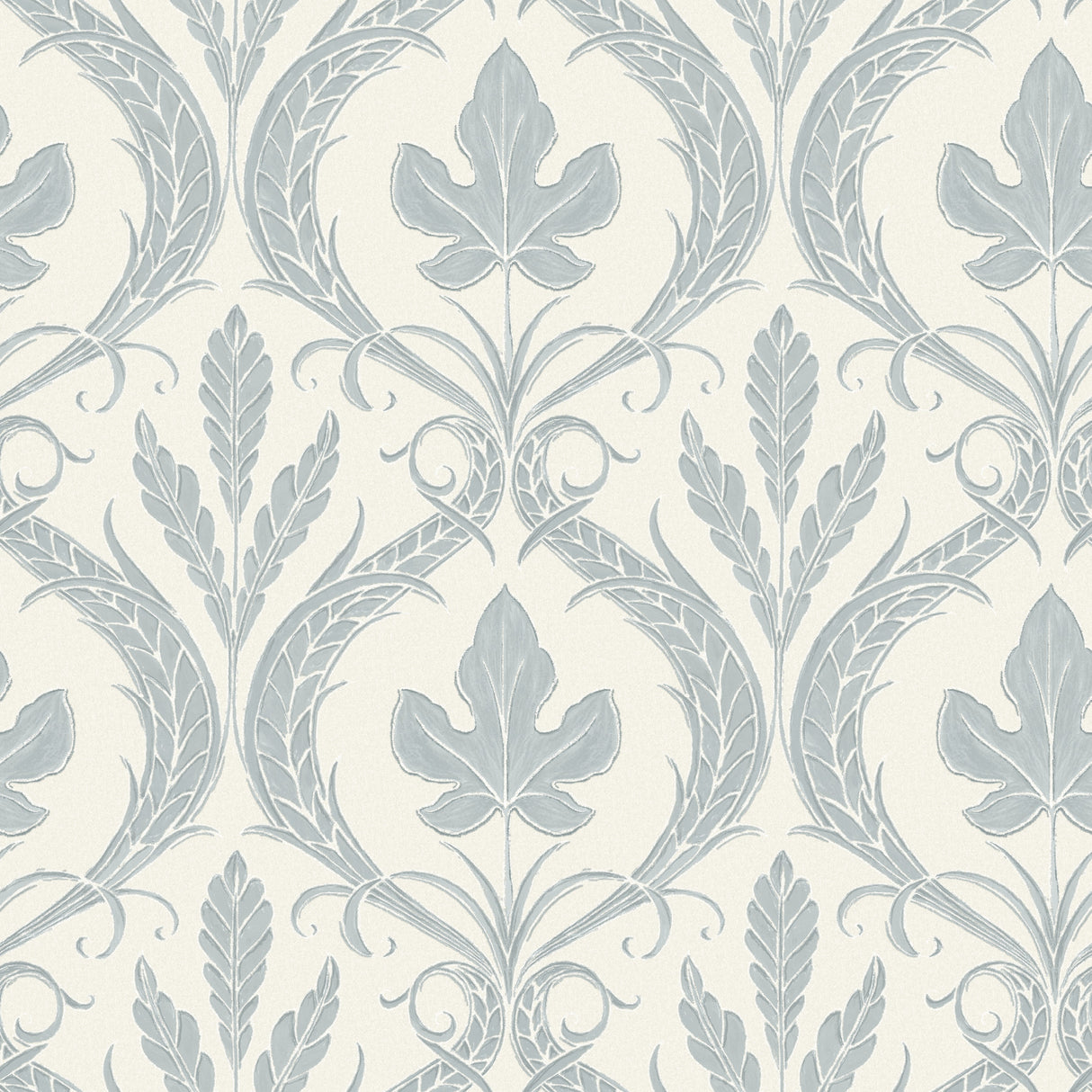 York DM4922 Adirondack Damask Blue & Beige Wallpaper