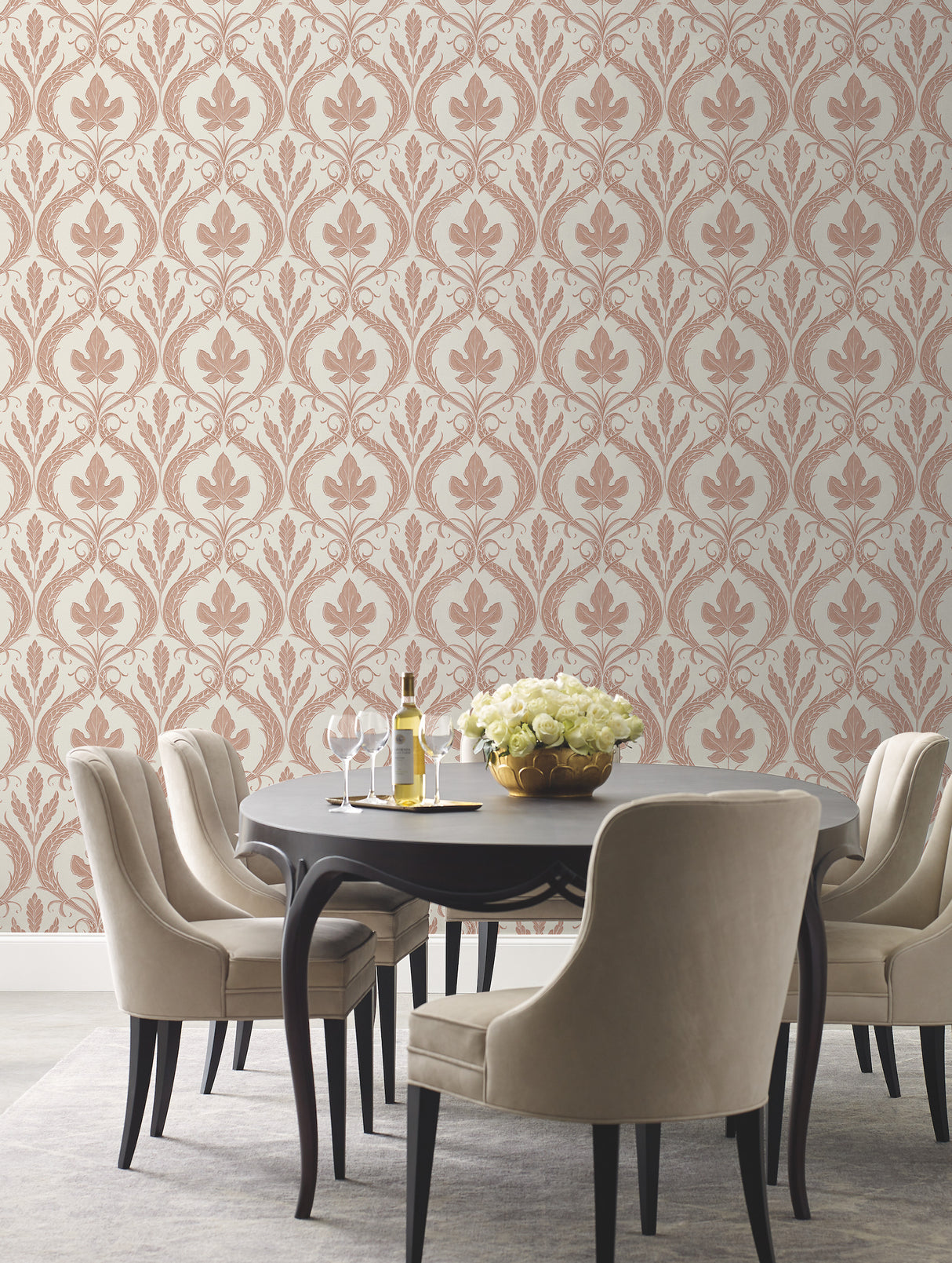 York DM4923 Adirondack Damask Brown & Beige Wallpaper